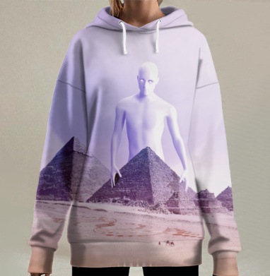 Гигант над пирамидами в лунном свете Наследие, Hoodie Long Oversize 3D