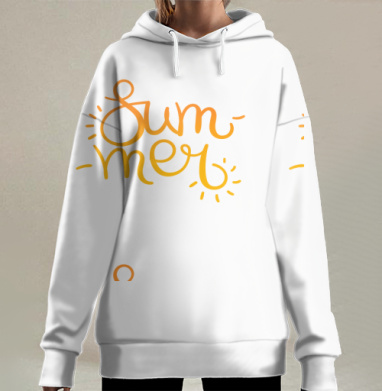 Тёплое летнее настроение с надписью Summer, Hoodie Long Oversize 3D