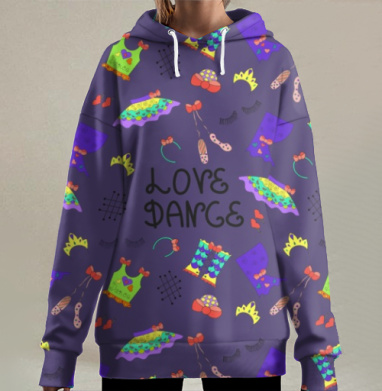 Love dance / Любовный танец, Hoodie Long Oversize 3D