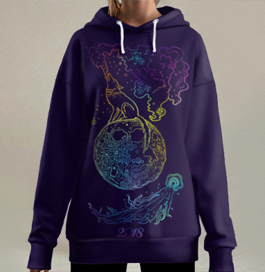 Лунный пёс, Hoodie Long Oversize 3D