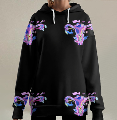 Цветущая матка женское начало природа силы жизни, Hoodie Long Oversize 3D