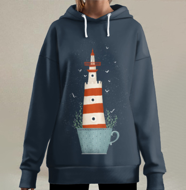 Маяк Колумбия Блу, Hoodie Long Oversize 3D