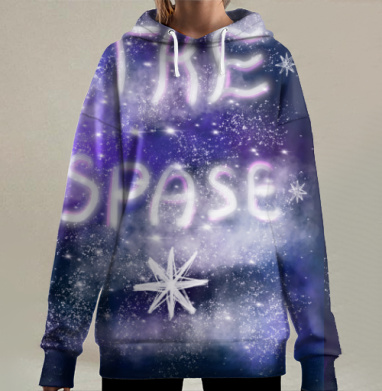 Глубокий космос с мерцающими звёздами в темных оттенках, Hoodie Long Oversize 3D