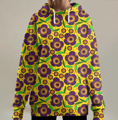 Милая Цветочная текстура, Hoodie Long Oversize 3D