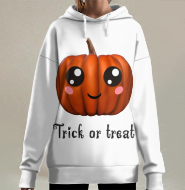 Веселая тыква для праздника Хэллоуина Trick or treat, Hoodie Long Oversize 3D