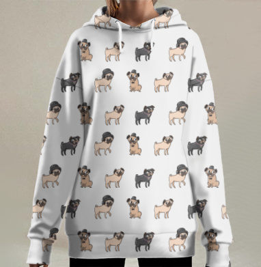 Мопсы, Hoodie Long Oversize 3D