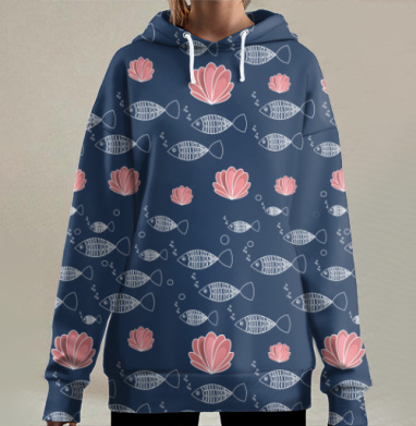 Морскаятема, Hoodie Long Oversize 3D