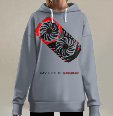 МОЯ ЖИЗНЬ ЭТО ИГРА, Hoodie Long Oversize 3D