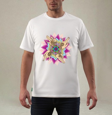 Lotus Mandala / Лотосовая мандала с четырьмя руками создающая покой в движении - Магазин футболок tinbox2005 - Дизайнерские принты