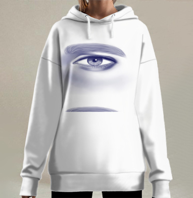 Глубокий мужской взгляд в синих оттенках, Hoodie Long Oversize 3D