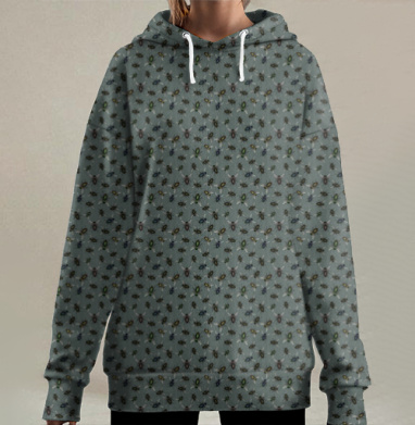 Реалистичный паттерн насекомых Realistic insect pattern Узор мухи жуки, Hoodie Long Oversize 3D