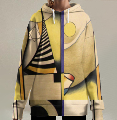 Абстрактная женская фигура в геометрии вечера, Hoodie Long Oversize 3D