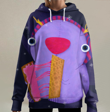 Новогодние вафли, Hoodie Long Oversize 3D