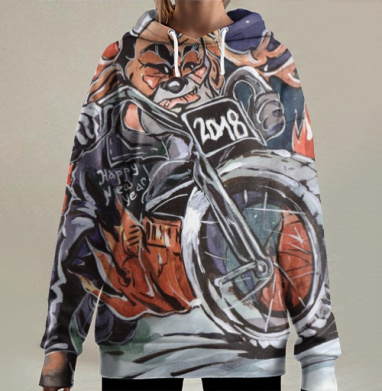 Олень северный, Hoodie Long Oversize 3D