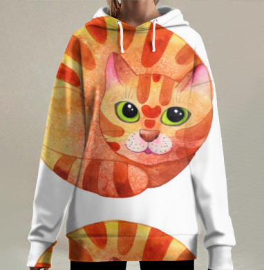 Оранжевый кот, Hoodie Long Oversize 3D