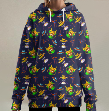 Паттерн Самурайский, Hoodie Long Oversize 3D