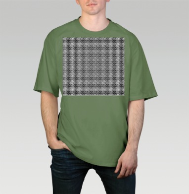 Стильный черный белый узор / Geometric fractal для декора интерьера, Футболка мужская оверсайз оливковая