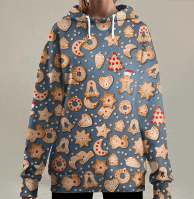 Печеньки на Новый год, Hoodie Long Oversize 3D