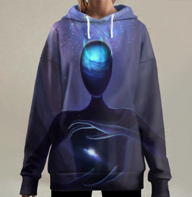 Человек творит космос Вселенная Вечность во Вселенная Вечность во, Hoodie Long Oversize 3D