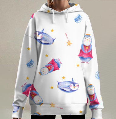 Пингвины на каникулах, Hoodie Long Oversize 3D