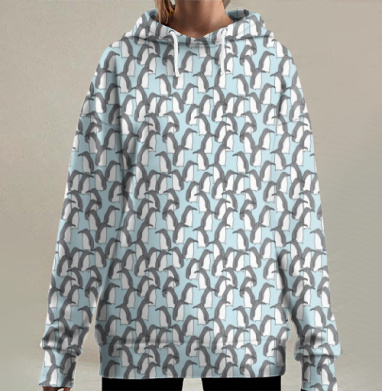 Пингвины толпятся, Hoodie Long Oversize 3D