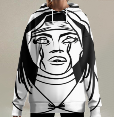 Женщина со слезами в мантии мистика внутренний мир, Hoodie Long Oversize 3D