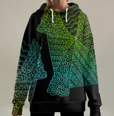 Психодел абстрактный, Hoodie Long Oversize 3D