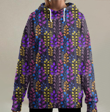 Растительная текстура, Hoodie Long Oversize 3D