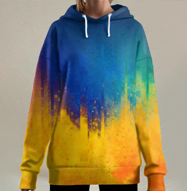 Разноцветная текстурная, Hoodie Long Oversize 3D