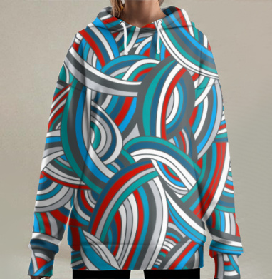 Динамические ленты цвета и движения, Hoodie Long Oversize 3D