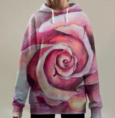 Розовая роза, Hoodie Long Oversize 3D
