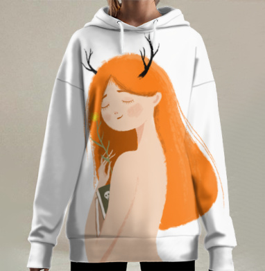 Рыжая рогатая, Hoodie Long Oversize 3D