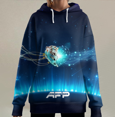 Кибернетическое сердце: симбиоз человека и технологий, Hoodie Long Oversize 3D