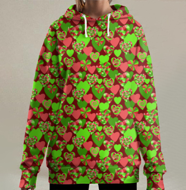 Сердечная текстура, Hoodie Long Oversize 3D