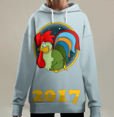 Символ года веселый петух, Hoodie Long Oversize 3D