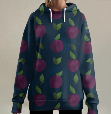 Сливовый паттерн, Hoodie Long Oversize 3D