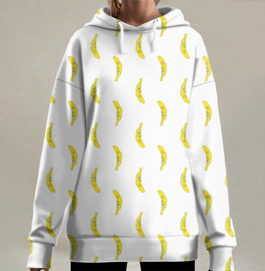 Веселые Бананы Смешные Легкие Мотивы, Hoodie Long Oversize 3D