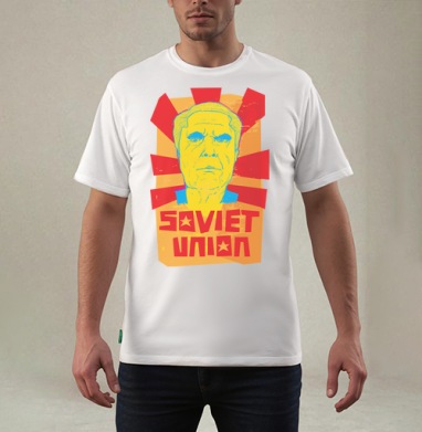 Яркий портрет в стиле советской пропаганды, Футболка мужская REGULAR белая