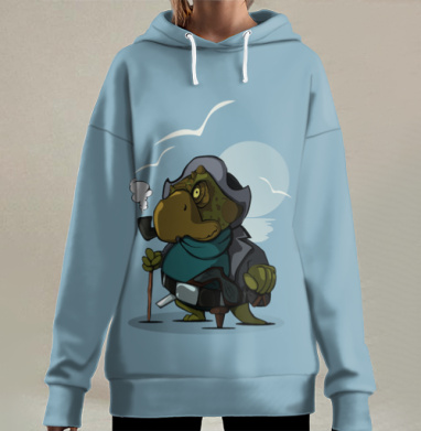 Старый морской  пират, Hoodie Long Oversize 3D