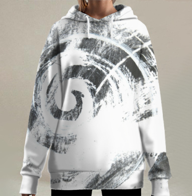 Энергия спирали: динамичный вихревой рисунок, Hoodie Long Oversize 3D