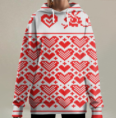 Теплые сердца, Hoodie Long Oversize 3D