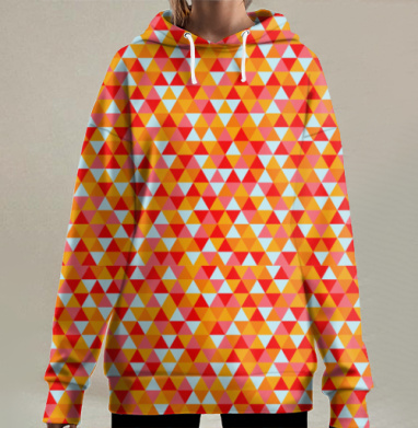 Осенняя геометрия теплых оттенков в ритме осень, Hoodie Long Oversize 3D