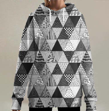 Треугольники узорчатые, Hoodie Long Oversize 3D