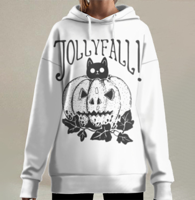 Тыква с котом, Hoodie Long Oversize 3D