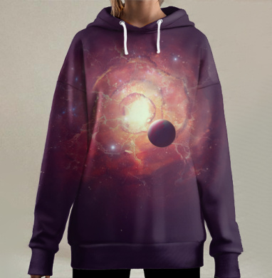 Туманность с планеткой, Hoodie Long Oversize 3D