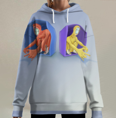Фигуры улыбок в капсулах яркие эмоции, Hoodie Long Oversize 3D