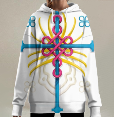 Символический крест с узлом бесконечности, Hoodie Long Oversize 3D