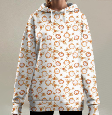 Узор обезьян, Hoodie Long Oversize 3D