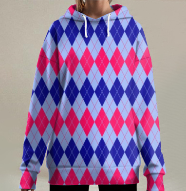 Узор ромбики, Hoodie Long Oversize 3D