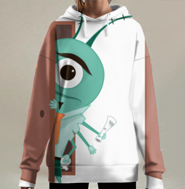 Офисное насекомое с газетой в туалете офисный планктон, Hoodie Long Oversize 3D
